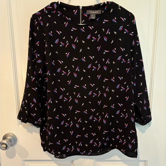 Patterned Blouse with Exposed Zipper - Picture 1 of 4